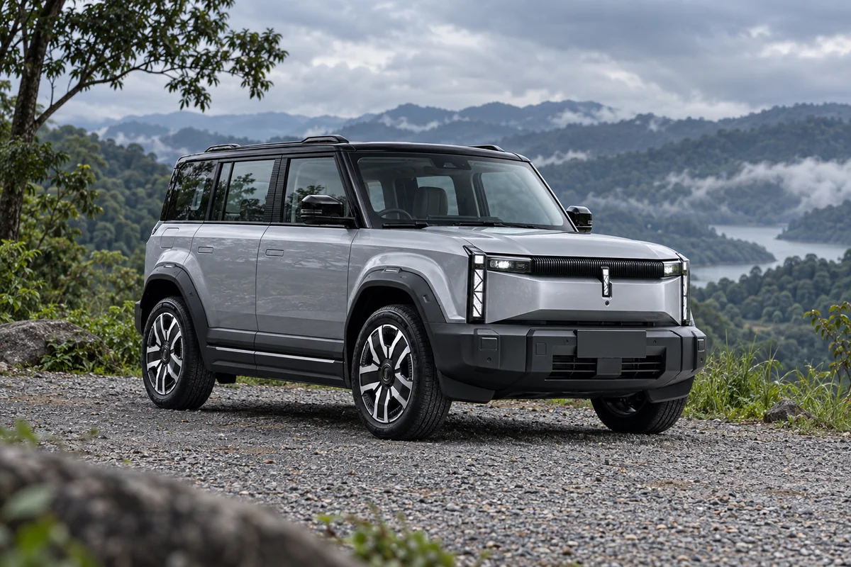 JAECOO 6 EV สีเทา Urban Grey มุมด้านหน้าขวา (ภาพประกอบ)